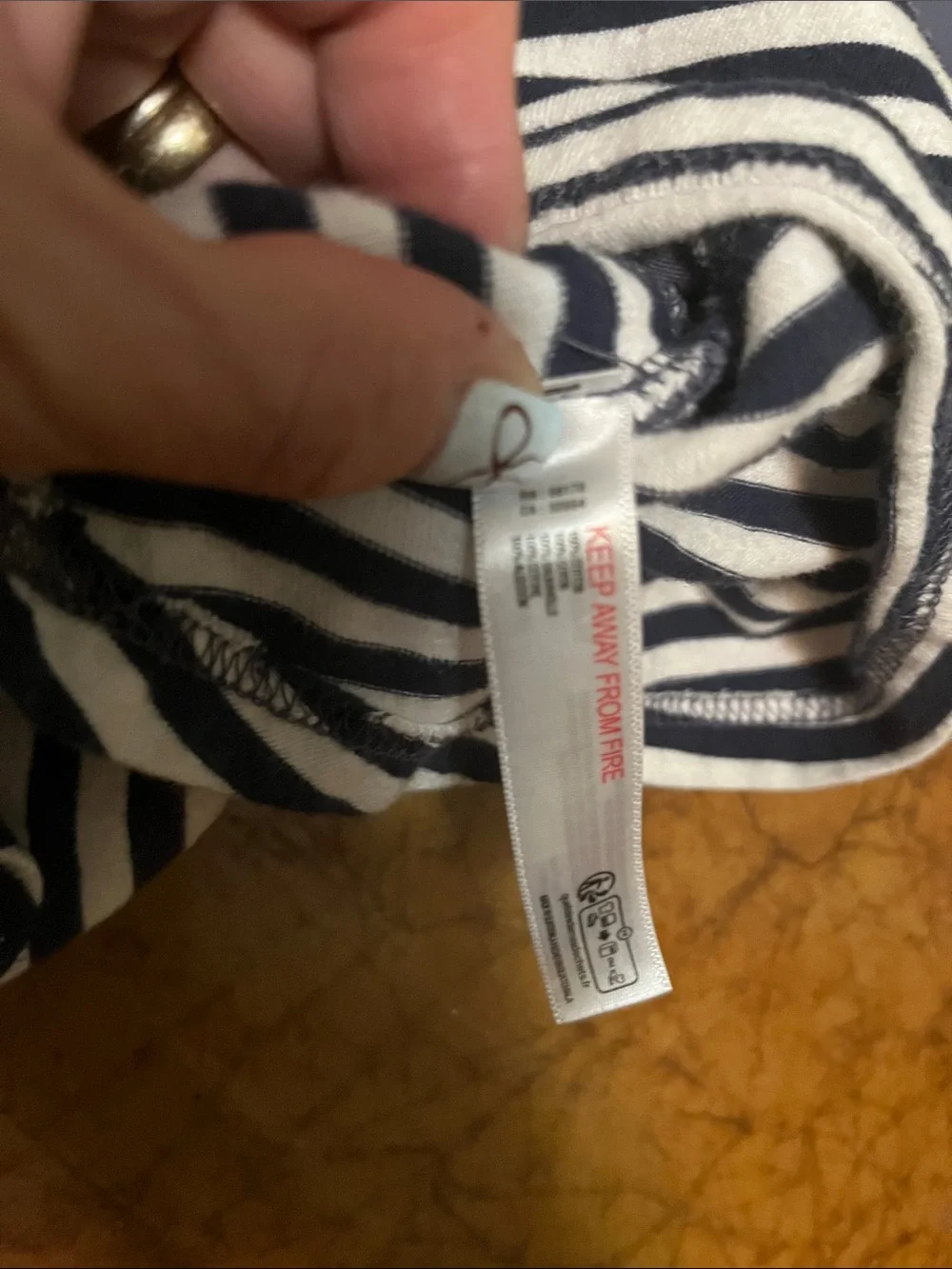 Free People Long Sleeve Navy Blue & White Striped Top Sz Small oversized